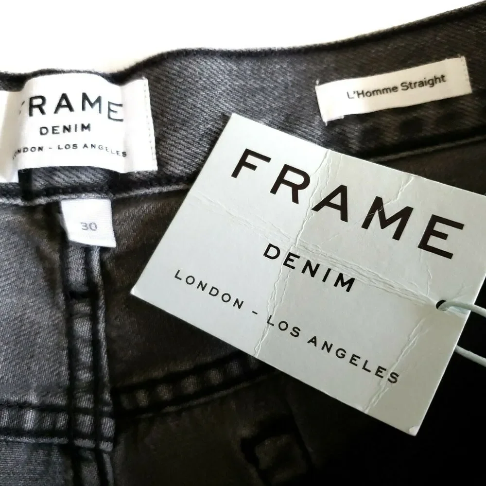 FRAME Denim L'Homme Straight leg distressed denim jeans commodore gray Sz 30 NEW